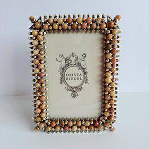 NEW Olivia Riegel Picture Frame with beads and faux pearls 4x6